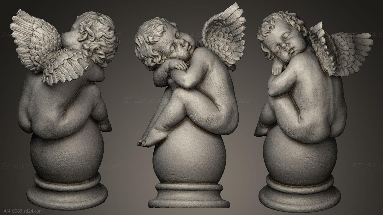 3d модели ангелы (Маленький ангел на шаре, AN_0088) 3D модель для ЧПУ станка